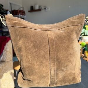 Coach Brown Suede Hobo Slim Tote
